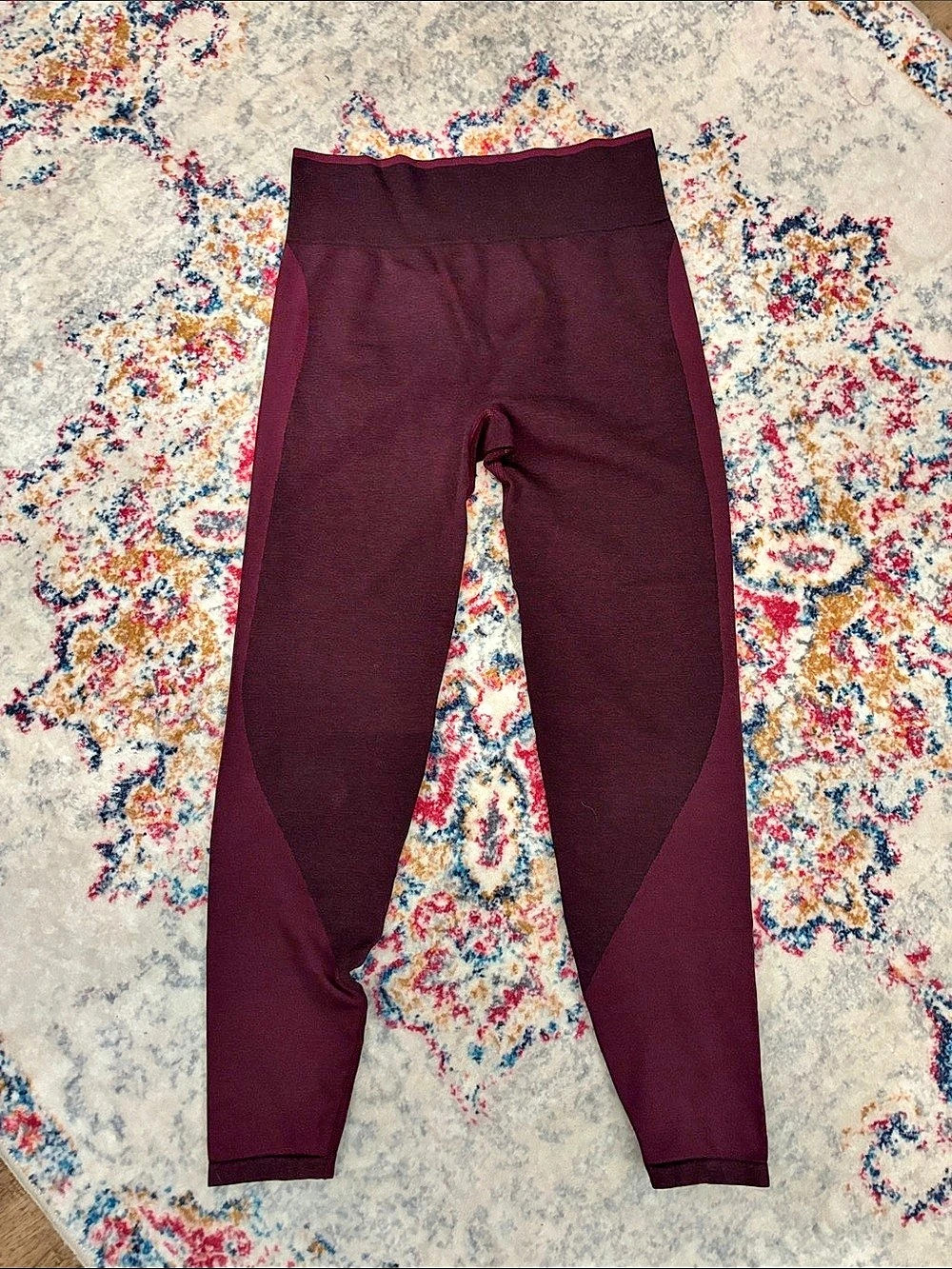 PINK Color Block Leggings in Purple Size Medium